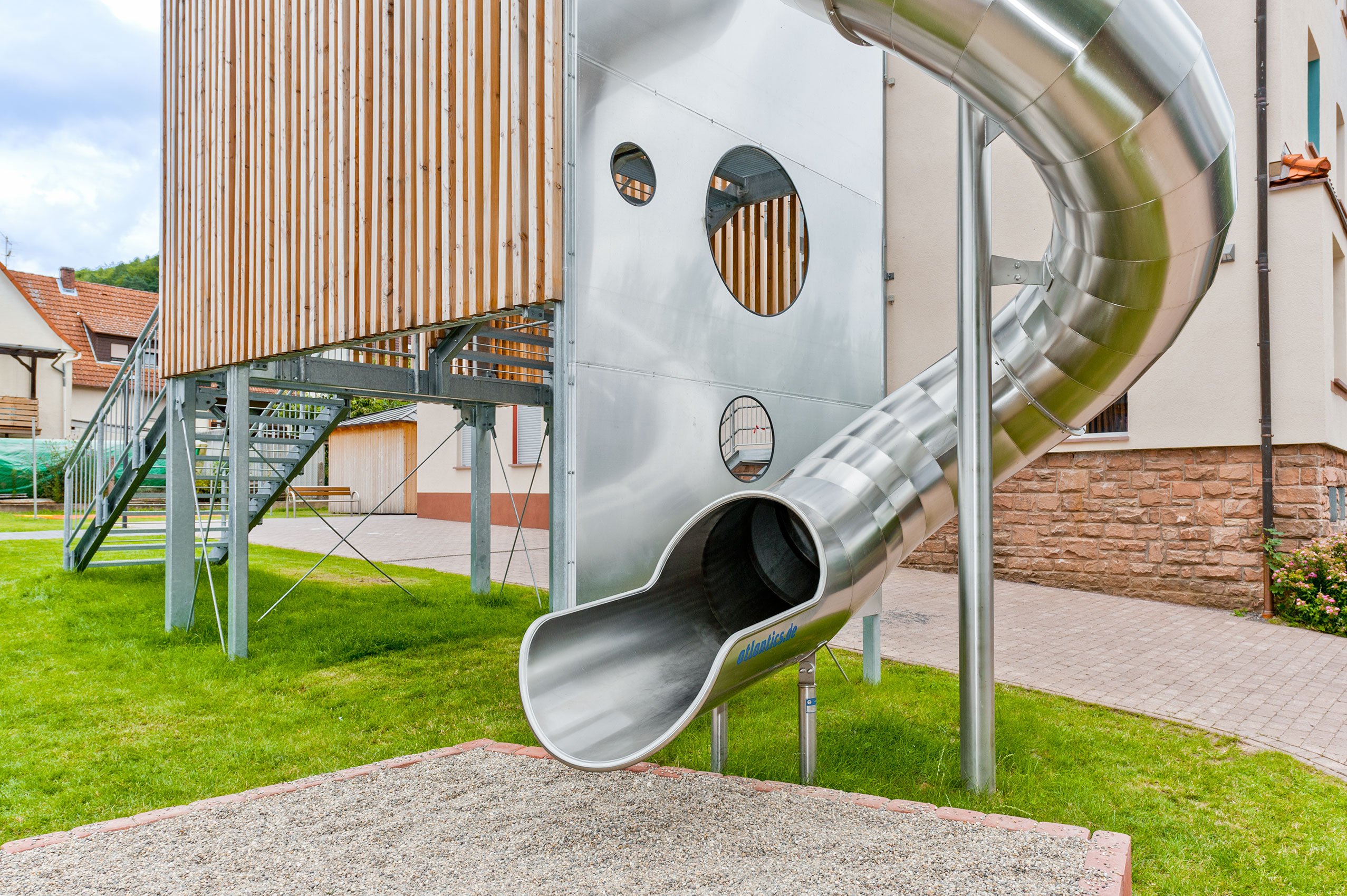 atlantics stainless steel slides daycare centre waldaschaff evacuation dry tubes 117186