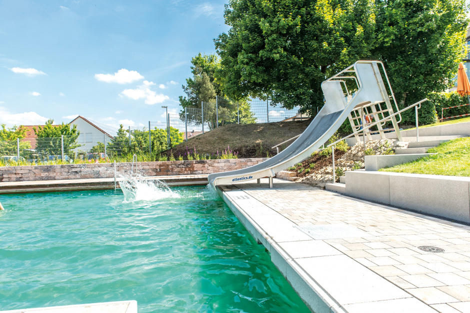 atlantics stainless steel slides open air swimming pool aura euervillage bayern pool 137517