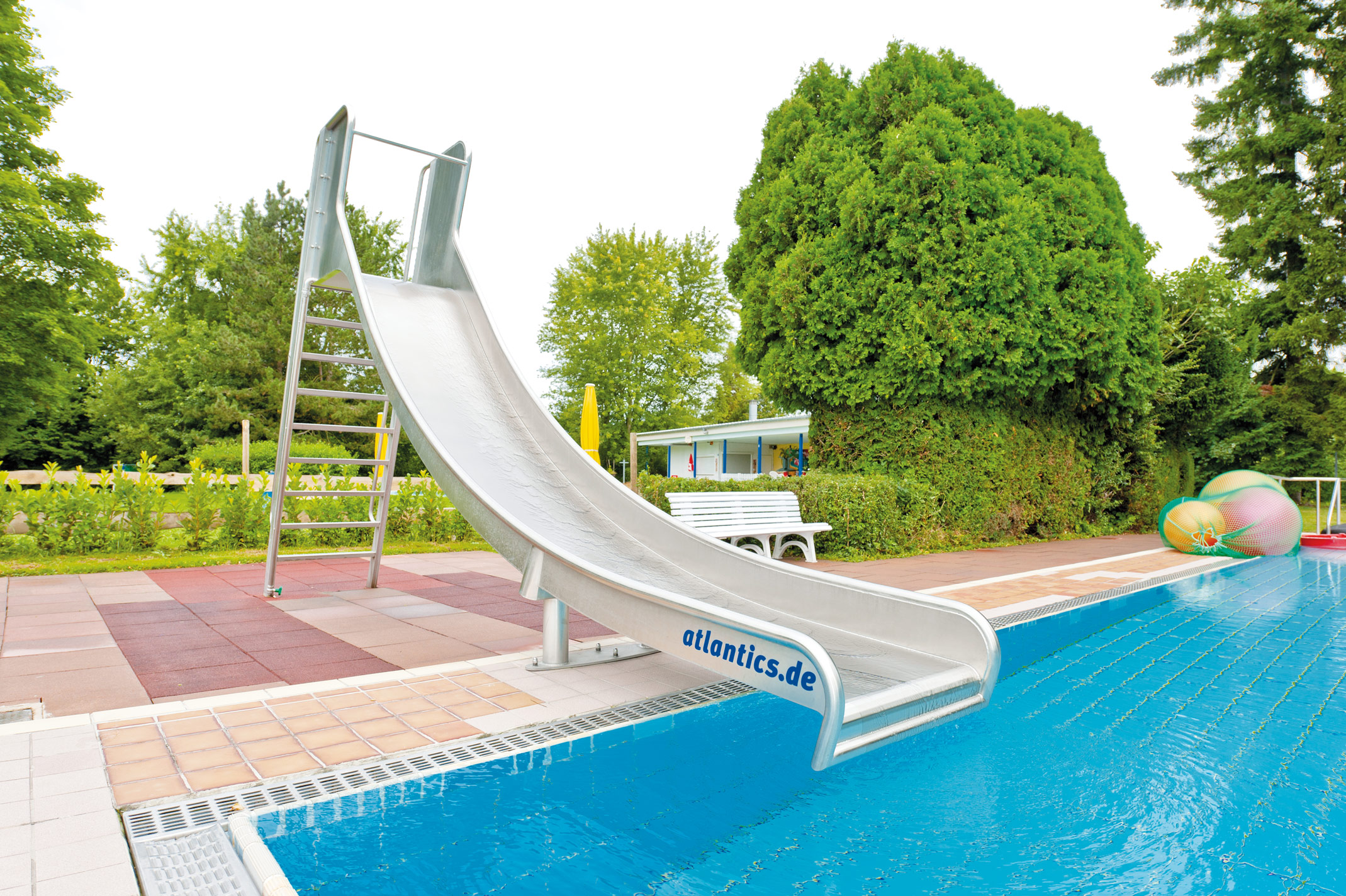 atlantics stainless steel slides open air swimming pool bathroom koenig bathroomkoenig bayern boxwater pool 117270