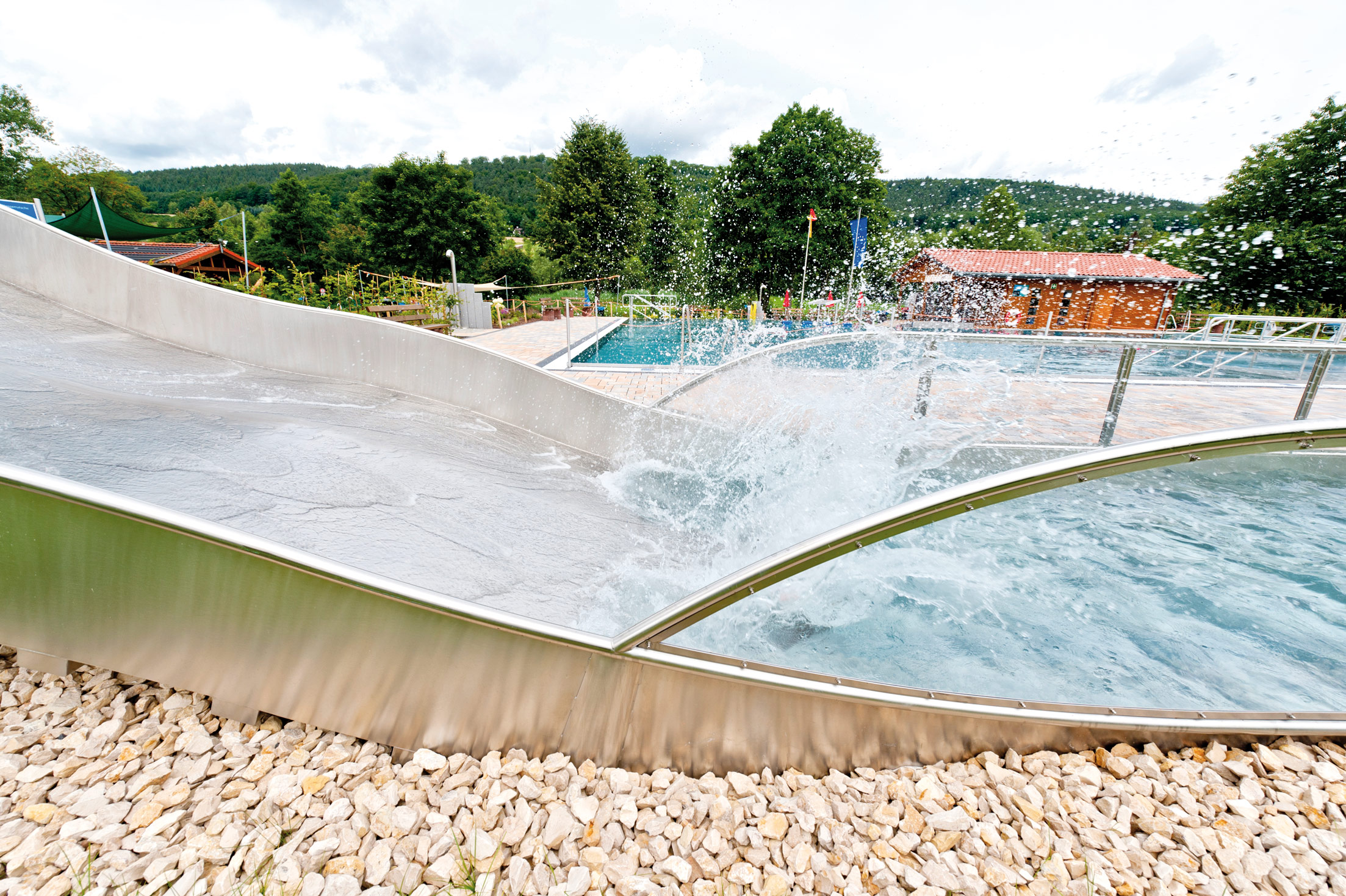 atlantics stainless steel slides open air swimming pool biebergemuend hessen boxwater 117299