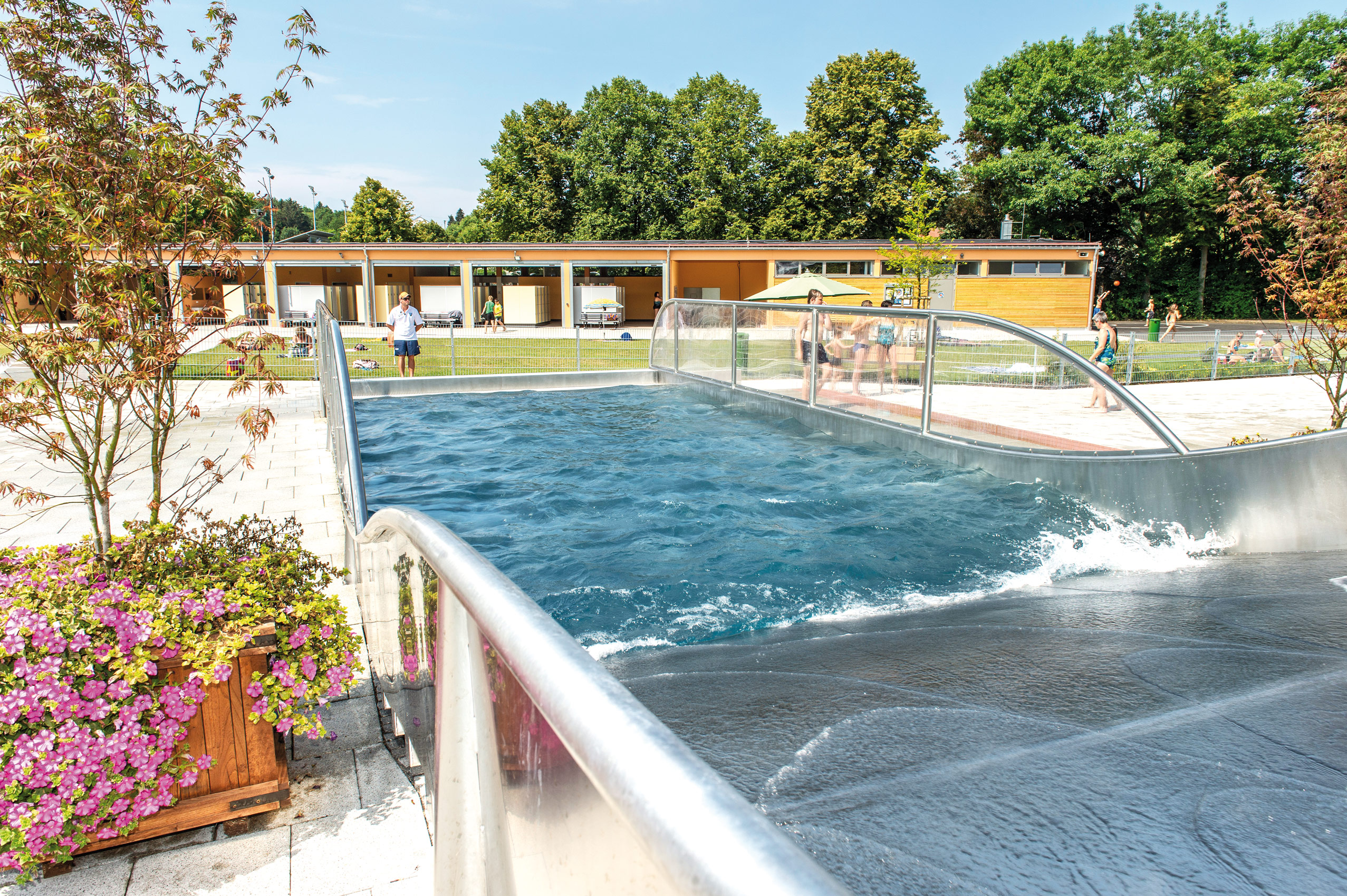 atlantics stainless steel slides open air swimming pool burgau bayern wide waves boxwater 127446