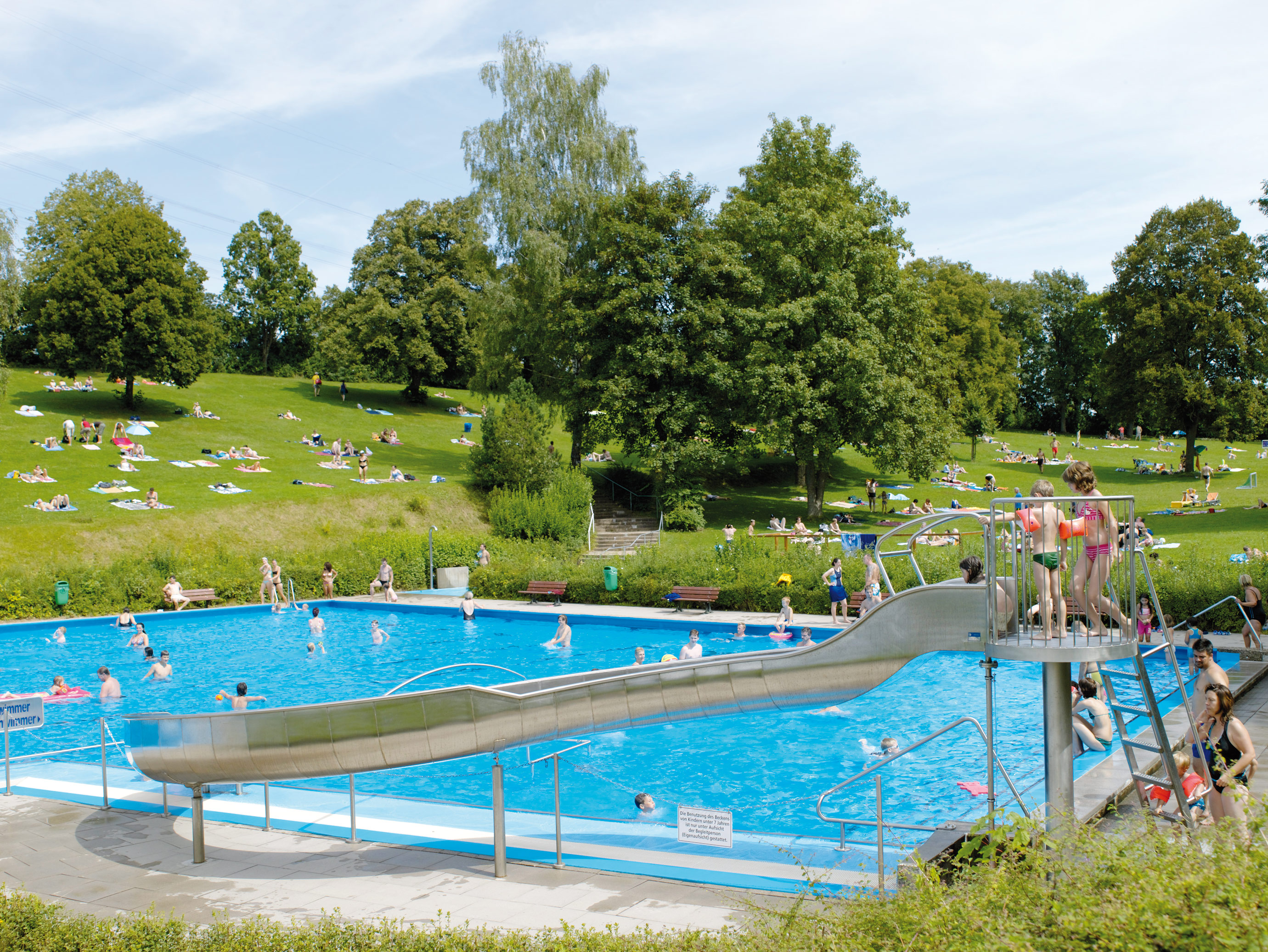 atlantics stainless steel slides open air swimming pool gaertringen bathroomen wuerttemberg pool pool 086693