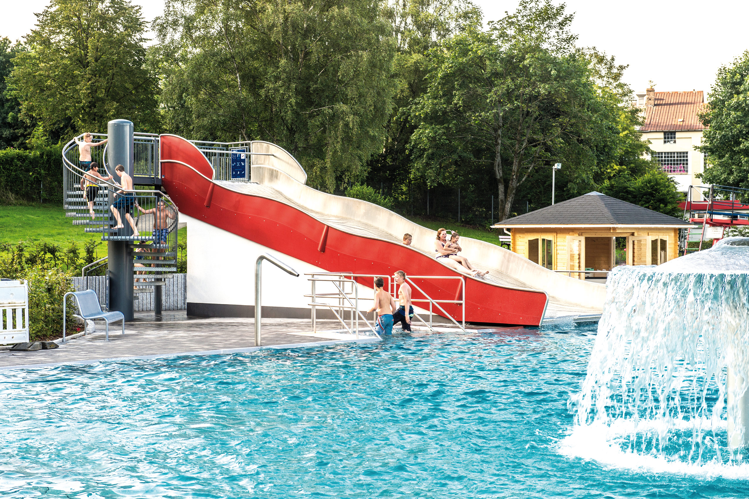 atlantics stainless steel slides open air swimming pool herscheid northrhein westfalen boxwater 137652