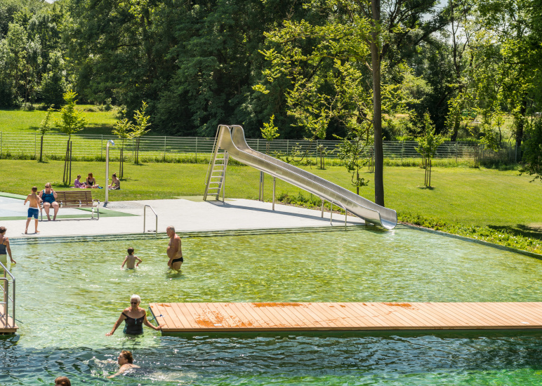 atlantics stainless steel slides open air swimming pool flehingen oberthedingen bathroomen wuerttemberg pool 168105