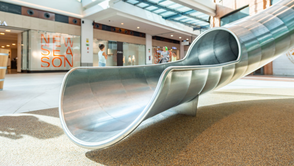 slide run out atlantics stainless steel slides shopping centre espacio torrelodones spain tubes 188456