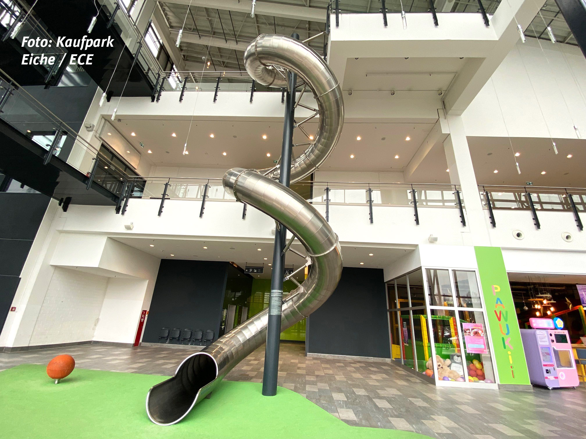 atlantics indoor slide made of stainless steel in ECE's Kaufpark Eiche shopping center