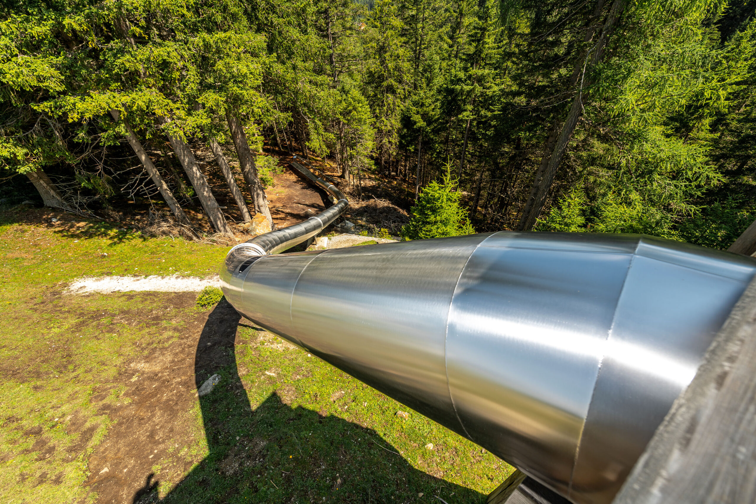 atlantics Edelstahlrutsche Waldtierweg Gleins in Mieders im Stubaital, Hangrutsche, Tunnelrutsche