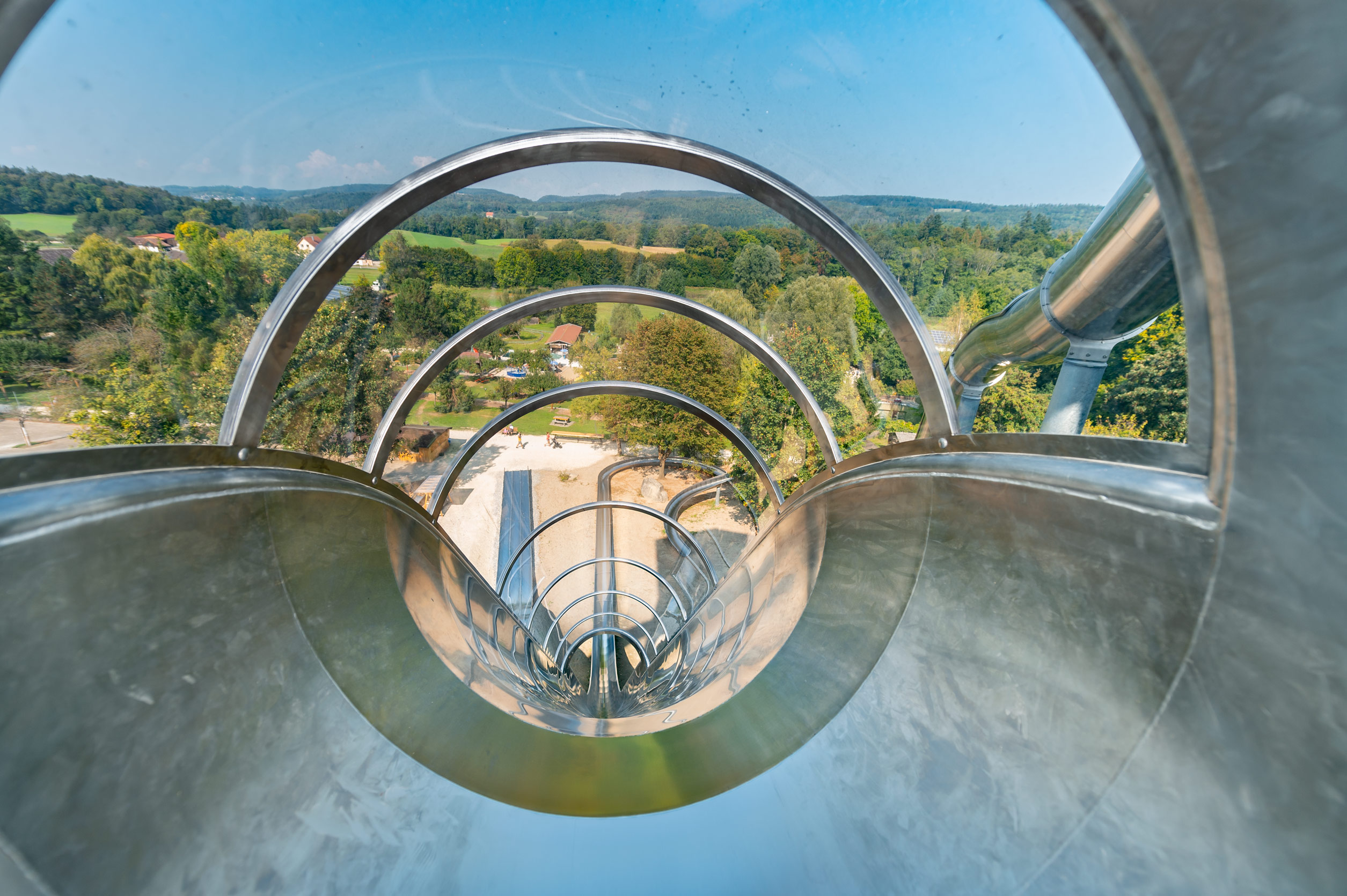 atlantics Edelstahlrutschen Rutschenturm im Wild- und Freizeitpark Allensbach in Baden-Wüerttemberg
