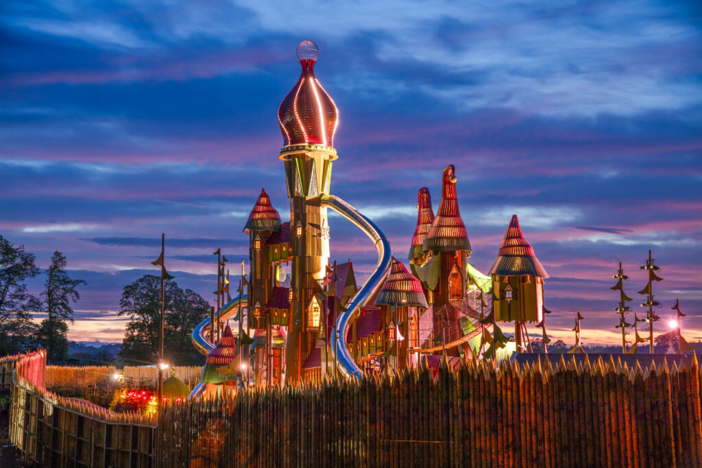 atlantics stainless steel slides at Lilidorei at the Alnwick Garden Leisure park Harry Potter Castle
