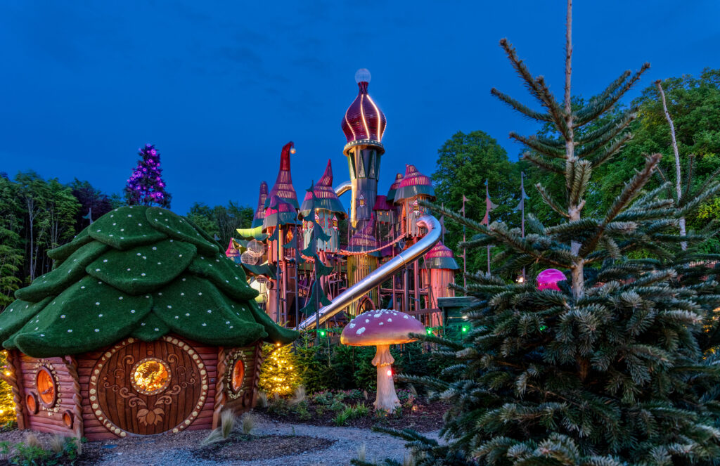 atlantics stainless steel slides at Lilidorei at the Alnwick Garden Leisure park Harry Potter Castle