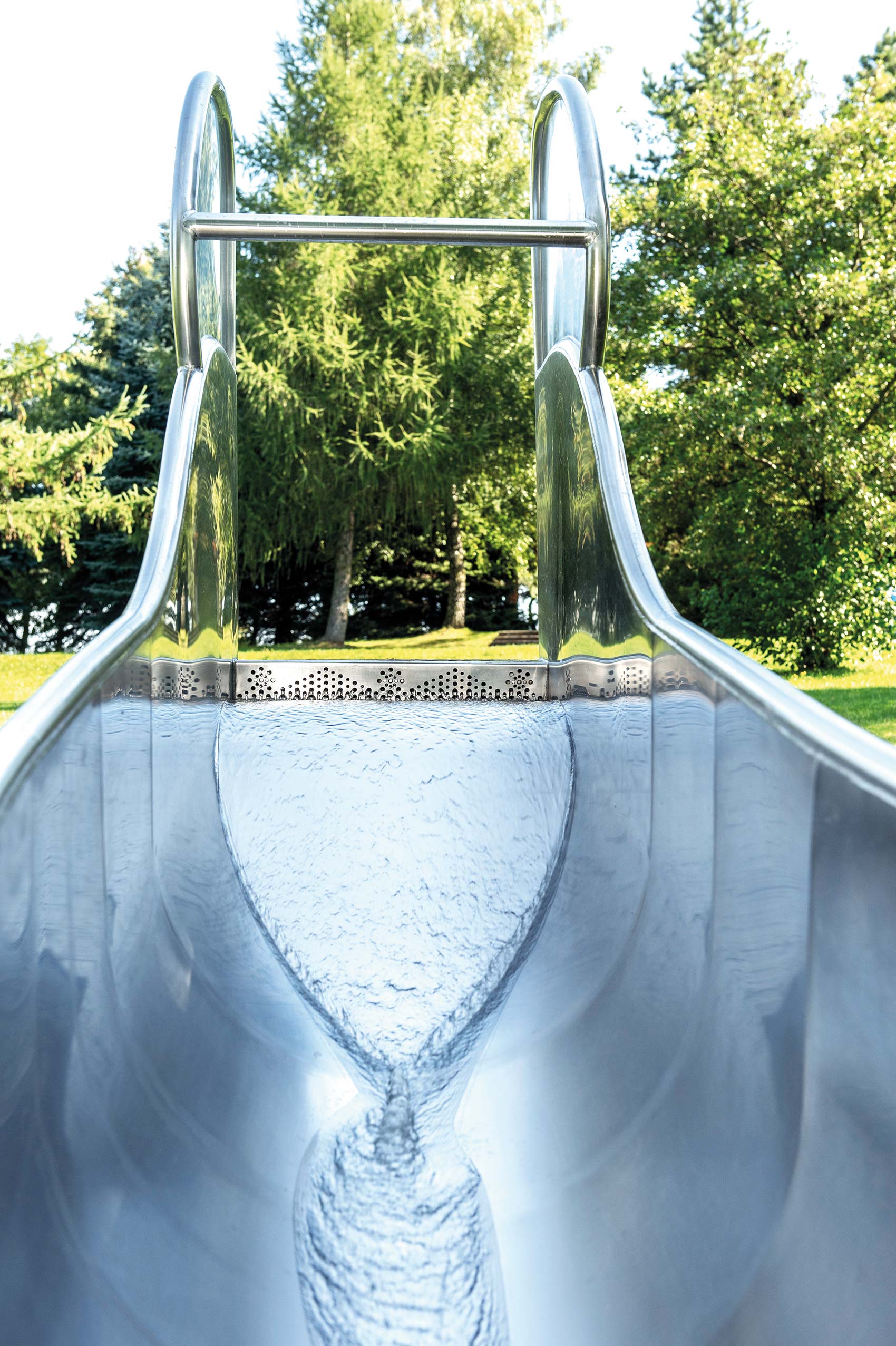 atlantics Edelstahlrutsche am Stausee Rabenstein in Chemnitz in Sachsen, ID 137512, Halbschalenwasserrutsche