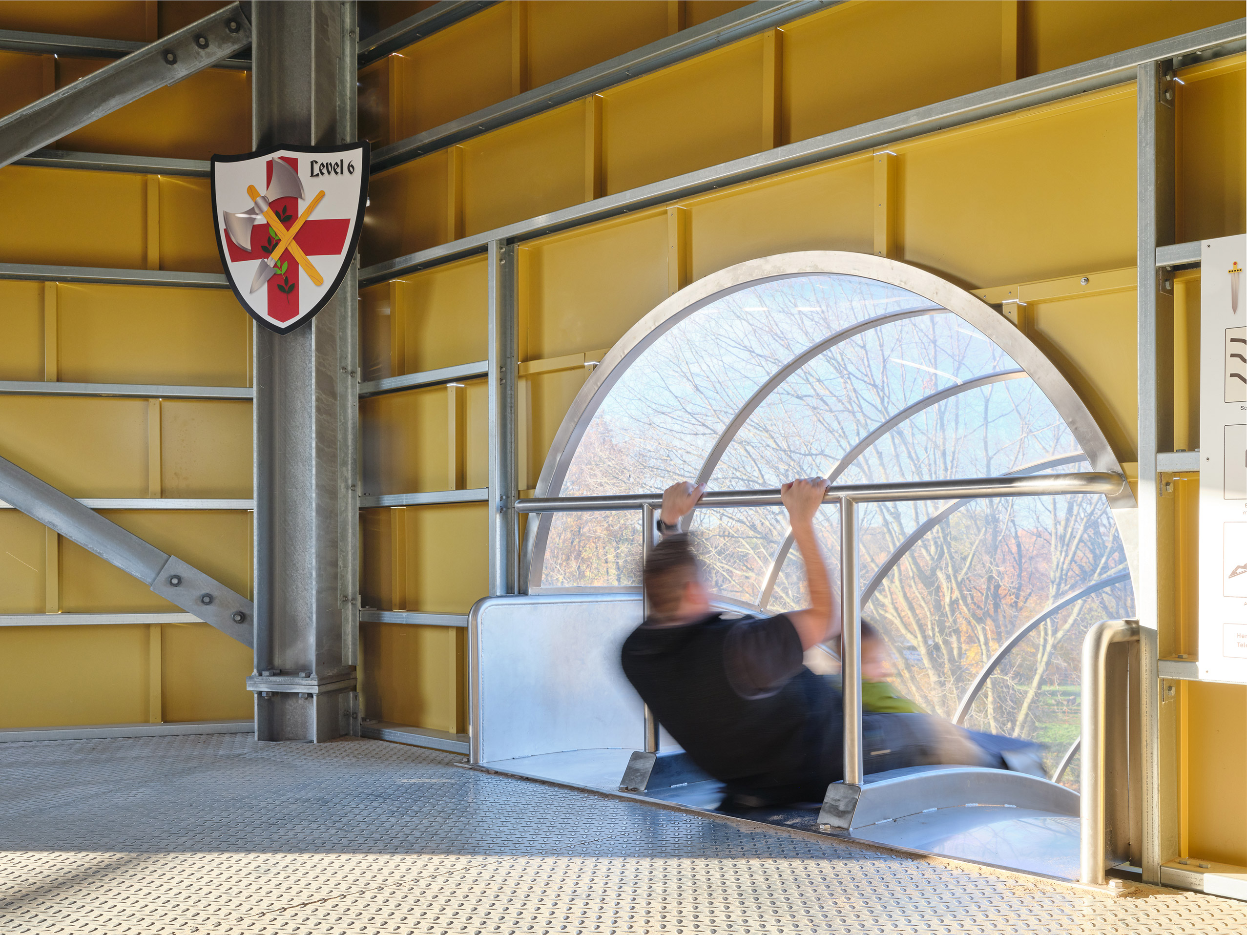 atlantics Edelstahlrutschen am Rutschenturm im Freizeitpark Wildpark Frankenhof in Reken