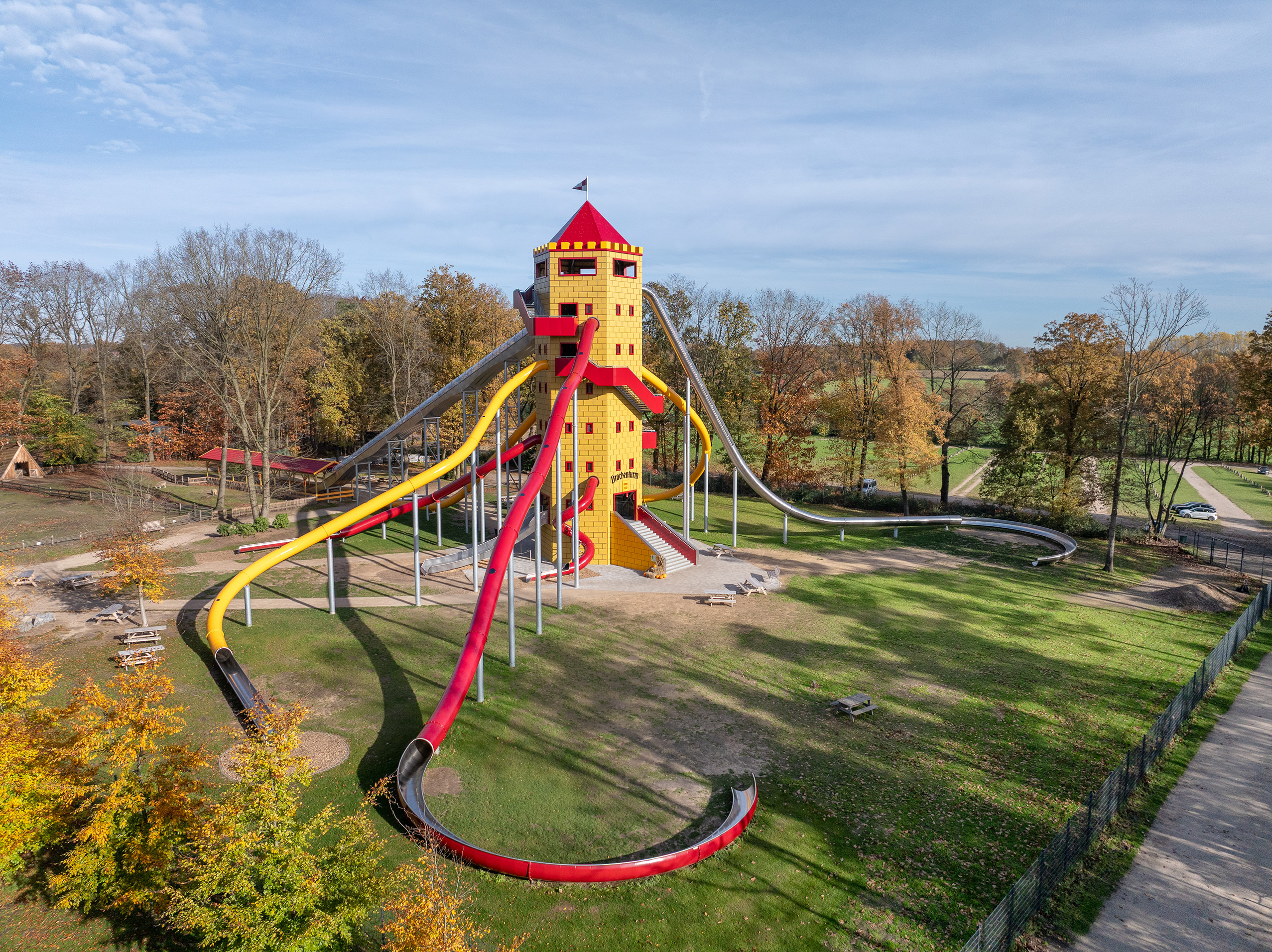 atlantics Edelstahlrutschen am Rutschenturm im Freizeitpark Wildpark Frankenhof in Reken