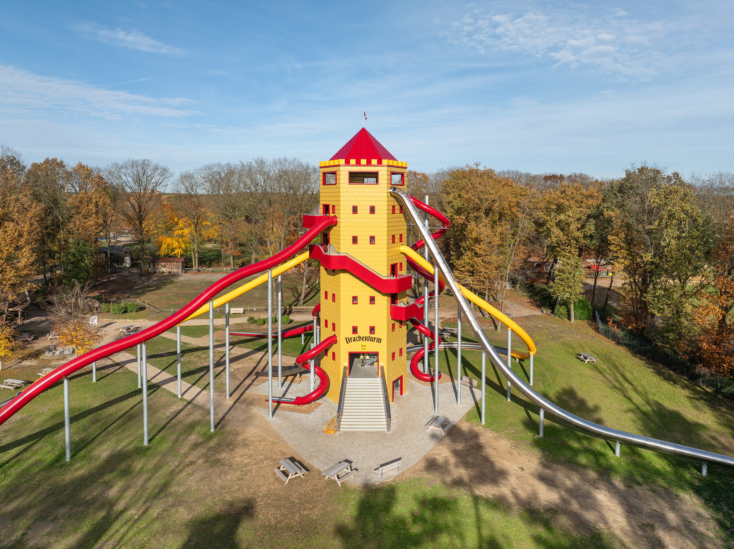 atlantics Edelstahlrutschen am Rutschenturm im Freizeitpark Wildpark Frankenhof in Reken