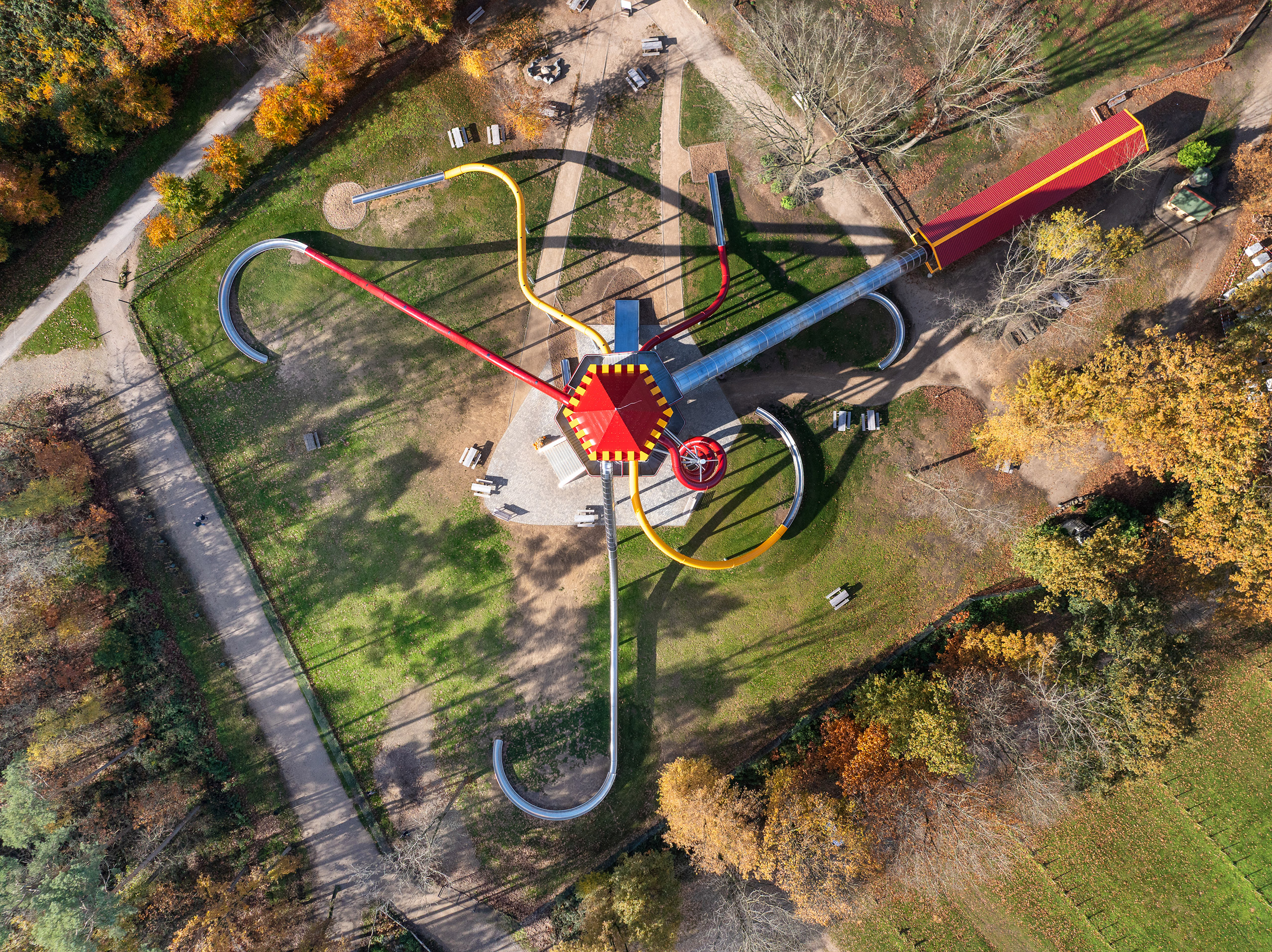 atlantics Edelstahlrutschen am Rutschenturm im Freizeitpark Wildpark Frankenhof in Reken