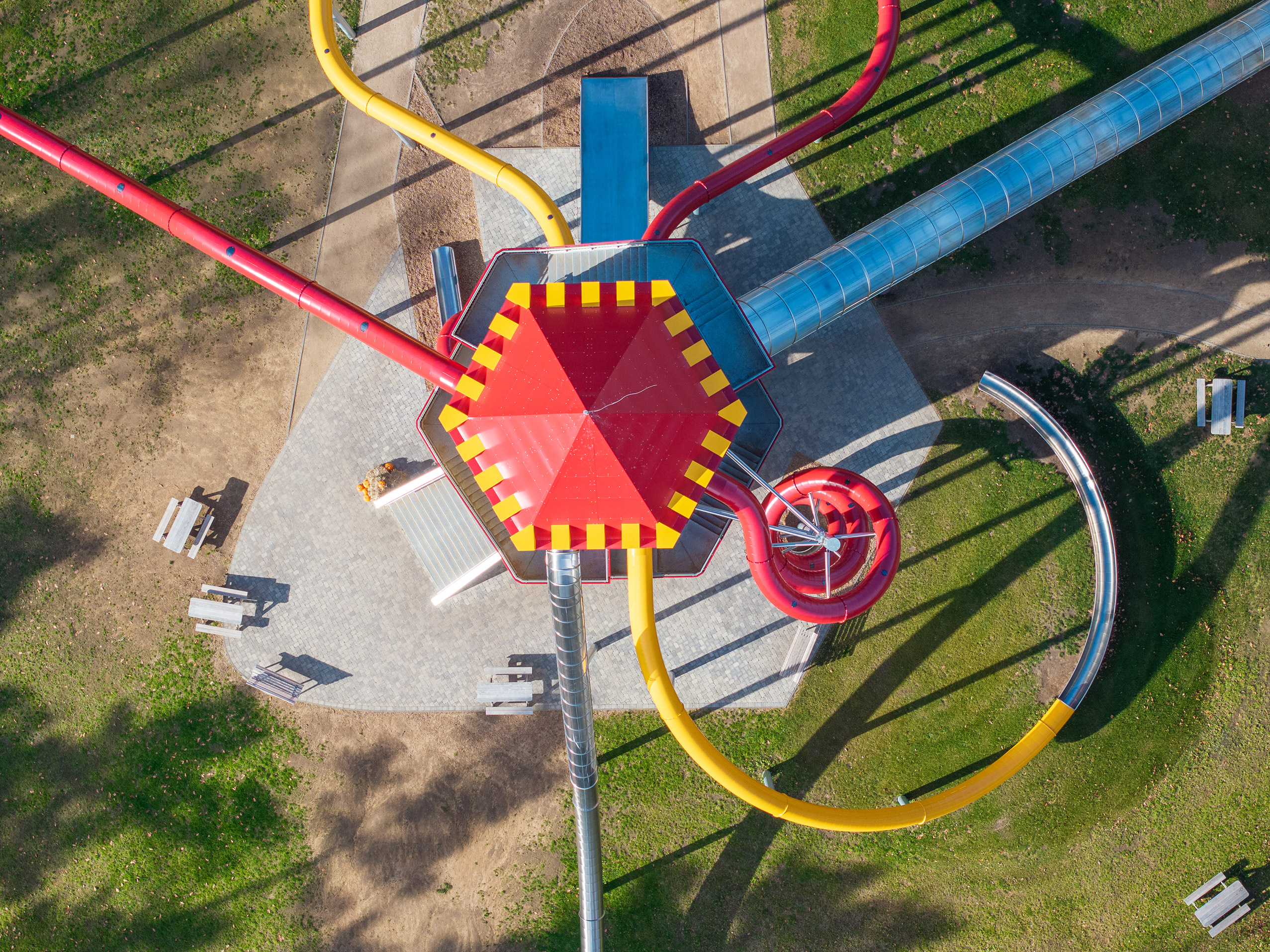 atlantics Edelstahlrutschen am Rutschenturm im Freizeitpark Wildpark Frankenhof in Reken