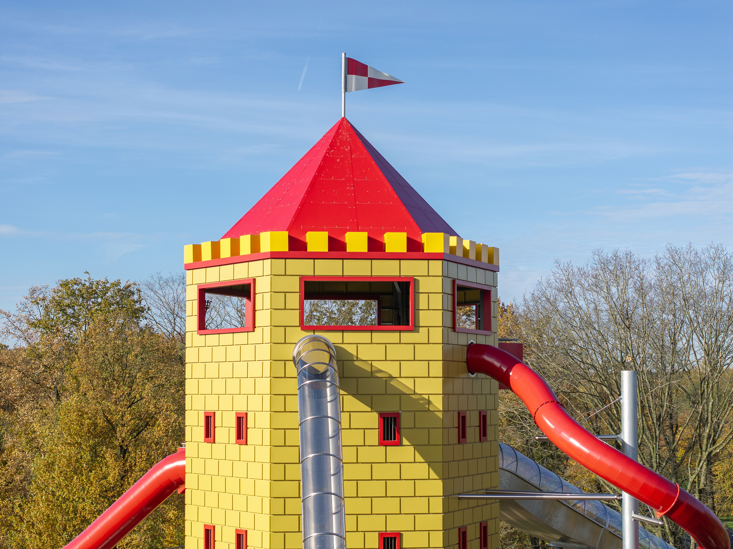 atlantics Edelstahlrutschen am Rutschenturm im Freizeitpark Wildpark Frankenhof in Reken