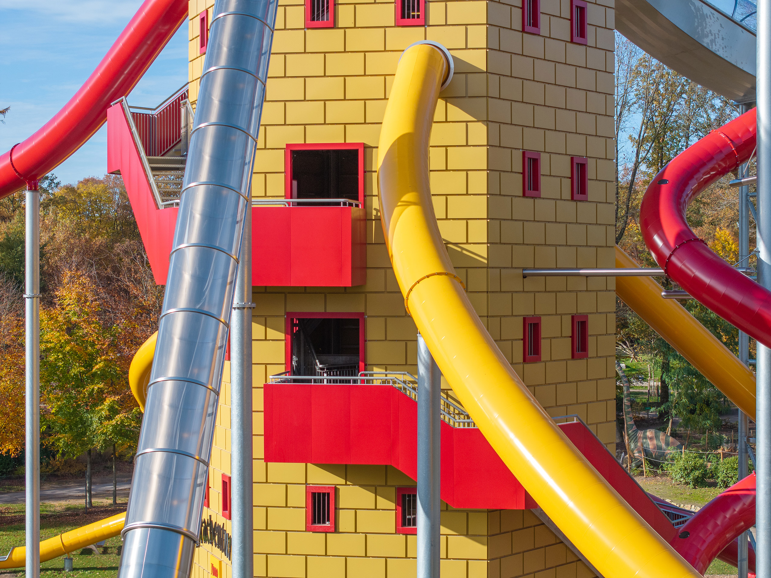 atlantics Edelstahlrutschen am Rutschenturm im Freizeitpark Wildpark Frankenhof in Reken