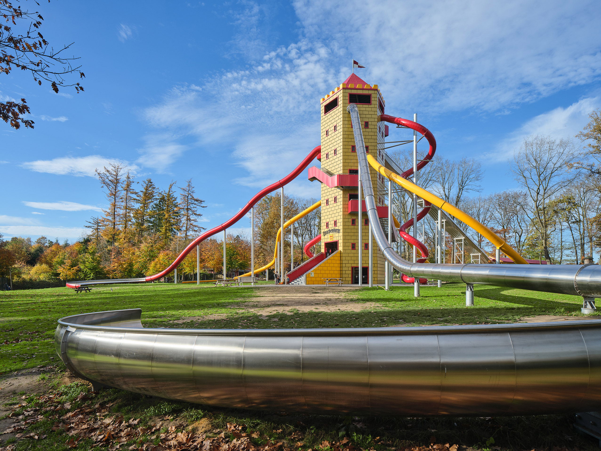 atlantics Edelstahlrutschen am Rutschenturm im Freizeitpark Wildpark Frankenhof in Reken