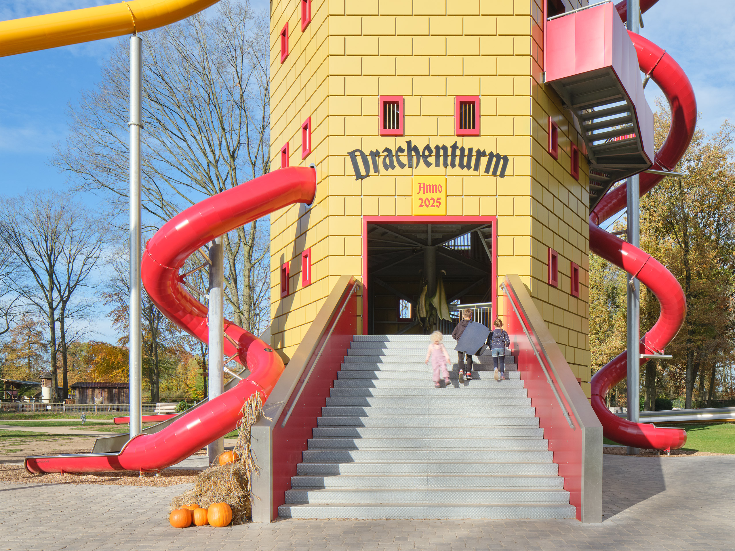 atlantics Edelstahlrutschen am Rutschenturm im Freizeitpark Wildpark Frankenhof in Reken