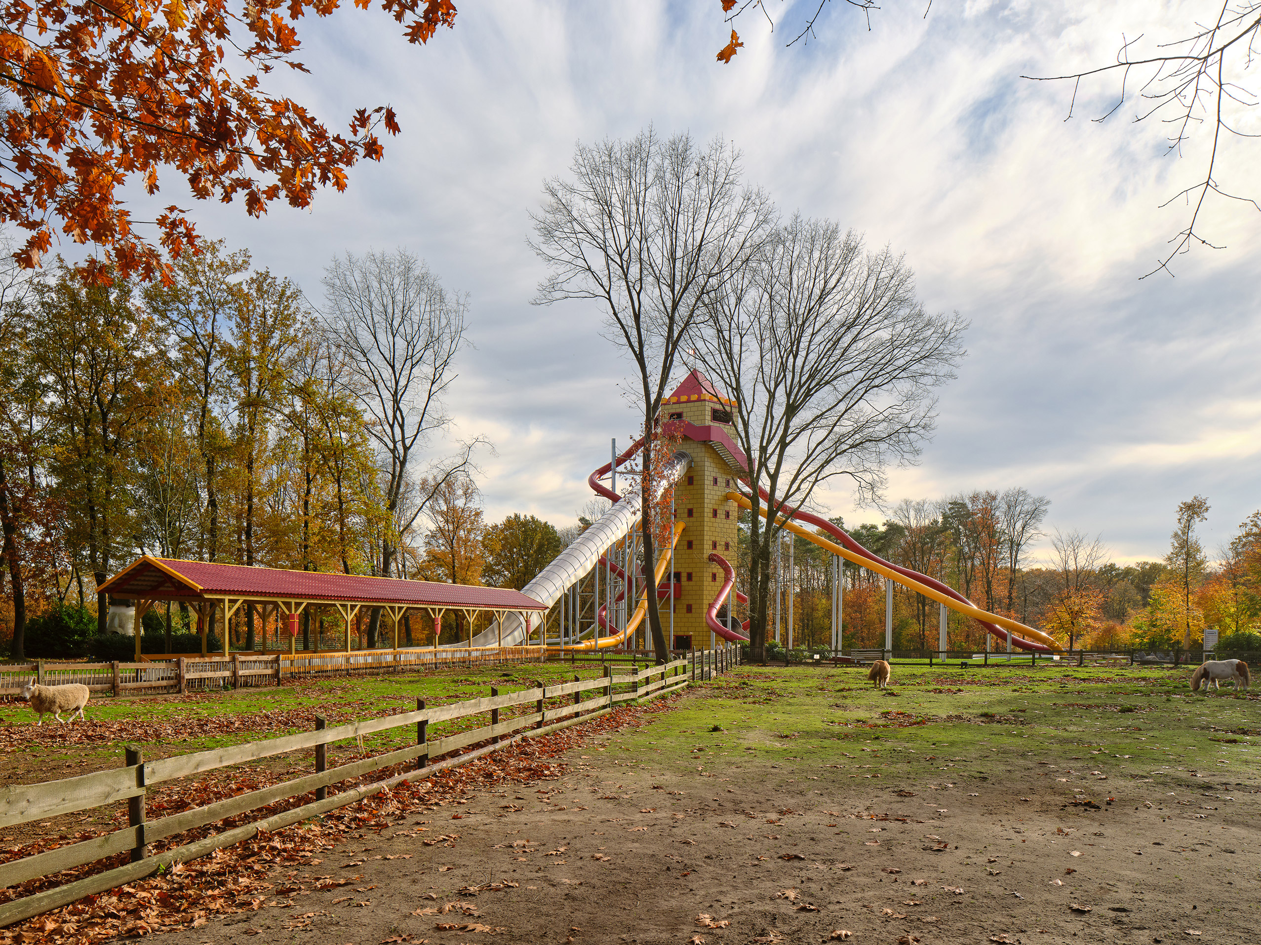 atlantics Edelstahlrutschen am Rutschenturm im Freizeitpark Wildpark Frankenhof in Reken