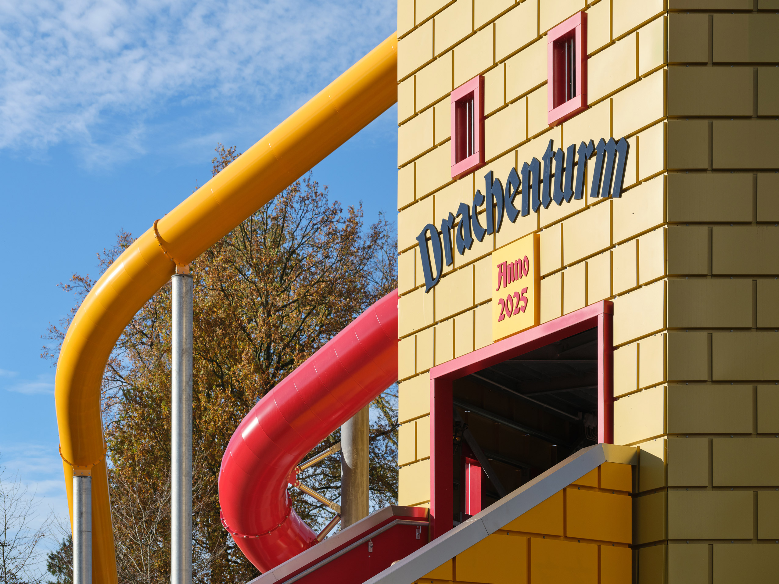 atlantics Edelstahlrutschen am Rutschenturm im Freizeitpark Wildpark Frankenhof in Reken