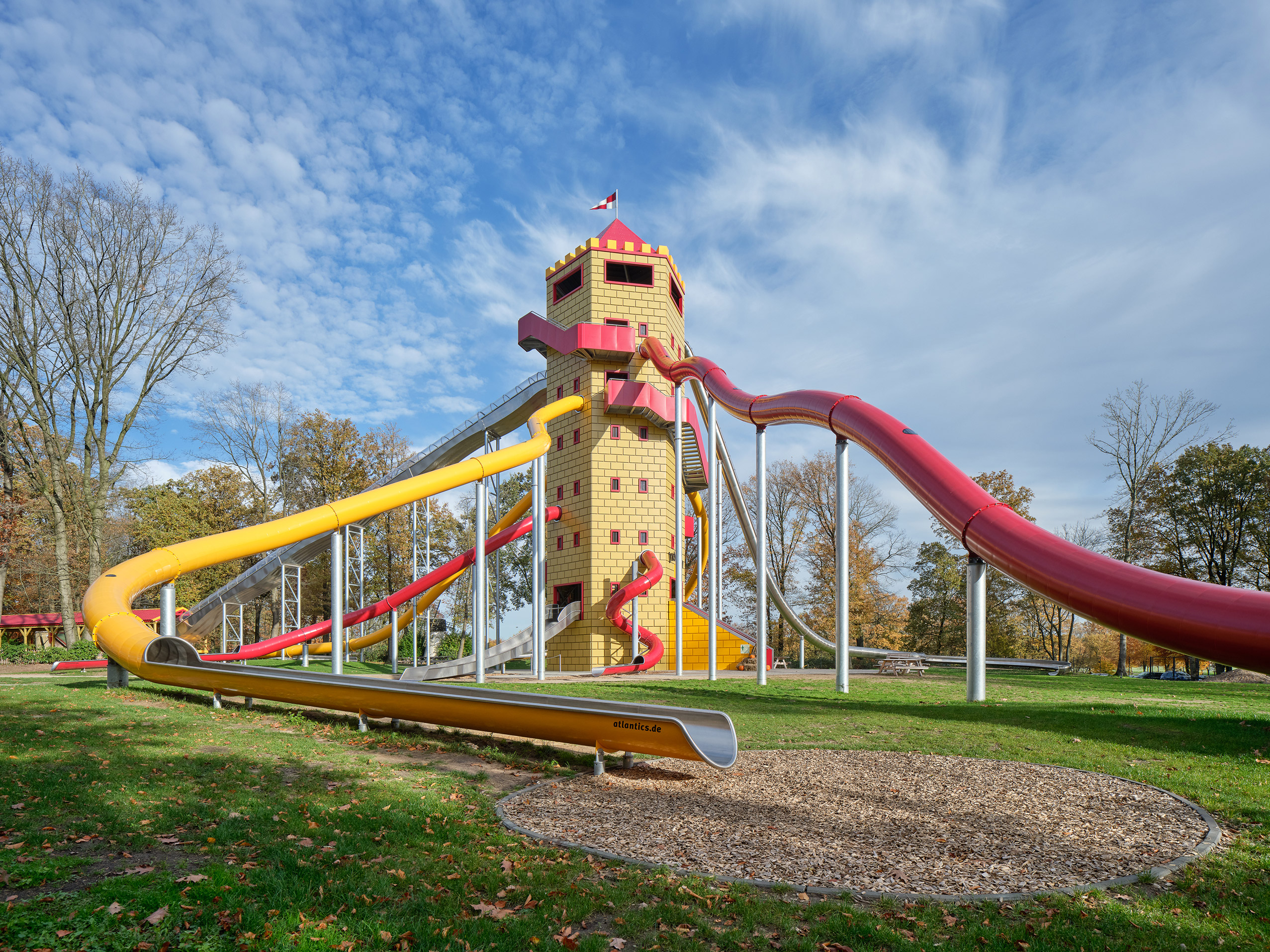 atlantics Edelstahlrutschen am Rutschenturm im Freizeitpark Wildpark Frankenhof in Reken